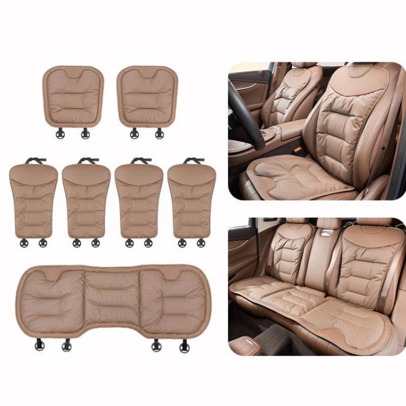 Car Seat Cushion Thickened Non-Slip Front Rear Seat Cushions, Spec: 7pcs Perforated Seat Cushion Brown