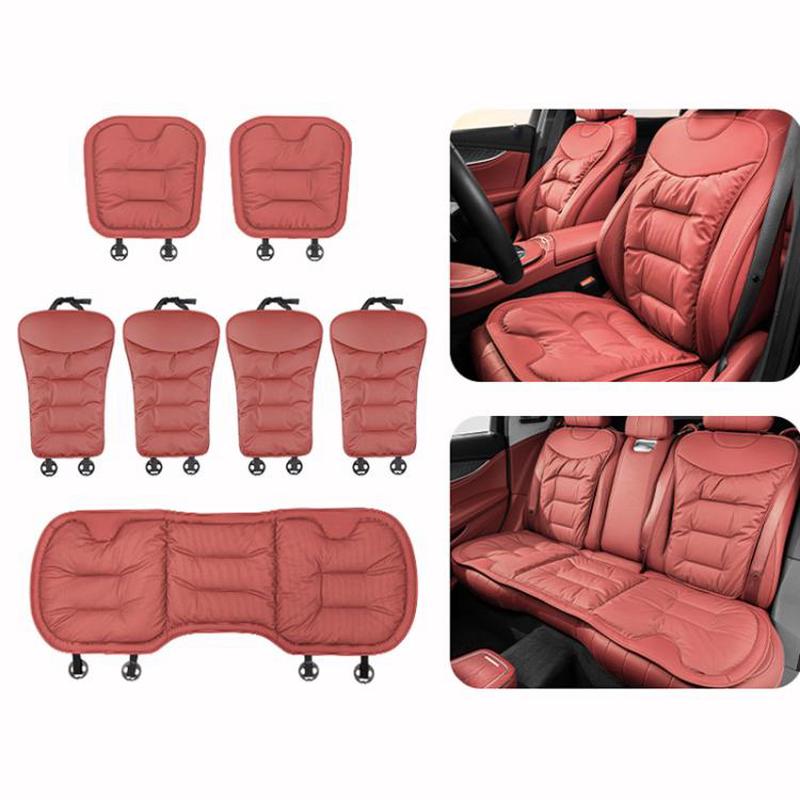 Car Seat Cushion Thickened Non-Slip Front Rear Seat Cushions, Spec: 7pcs Perforated Seat Cushion Red