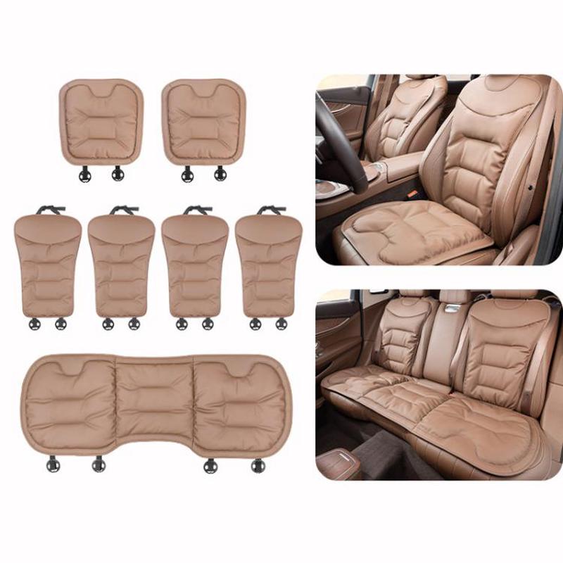 Car Seat Cushion Thickened Non-Slip Front Rear Seat Cushions, Spec: 7pcs Seat Cushion Brown