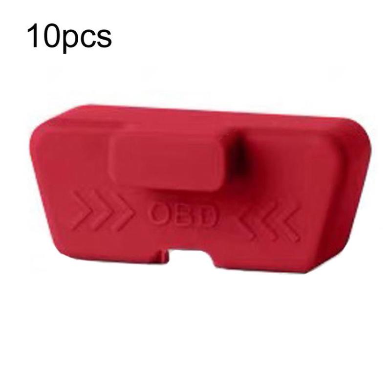 10pcs OBD Protection Cover Vehicle Diagnostic Port Protective Shield(Red)