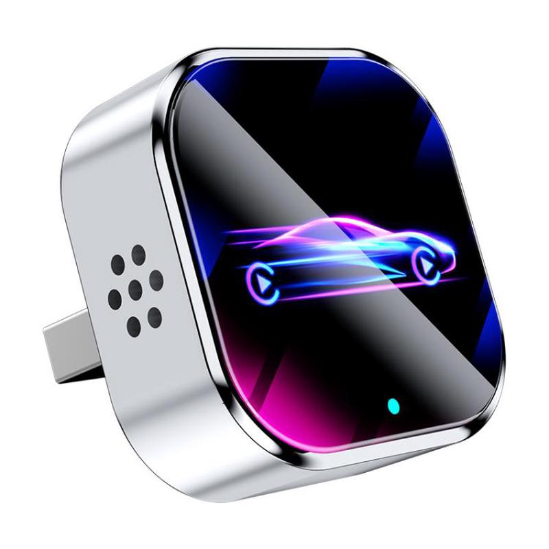 Q1A 2 In 1 Wireless Carplay/AndroidAuto Box Smart Portable In-Car Connectivity Box, Spec: Silver Chromatic Car Badge