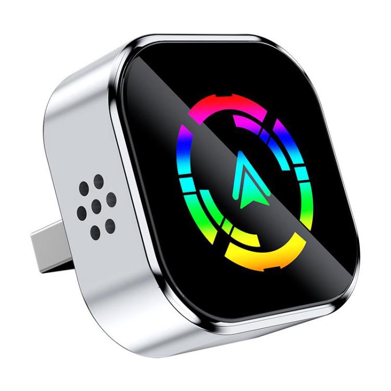 Q1A 2 In 1 Wireless Carplay/AndroidAuto Box Smart Portable In-Car Connectivity Box, Spec: Silver Color Lable