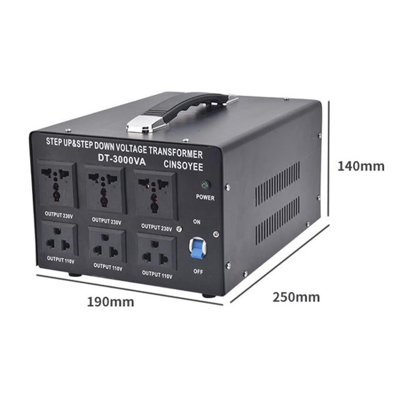 DT-3000VA Toroidal Power Transformer Portable Household Power Converter US Plug