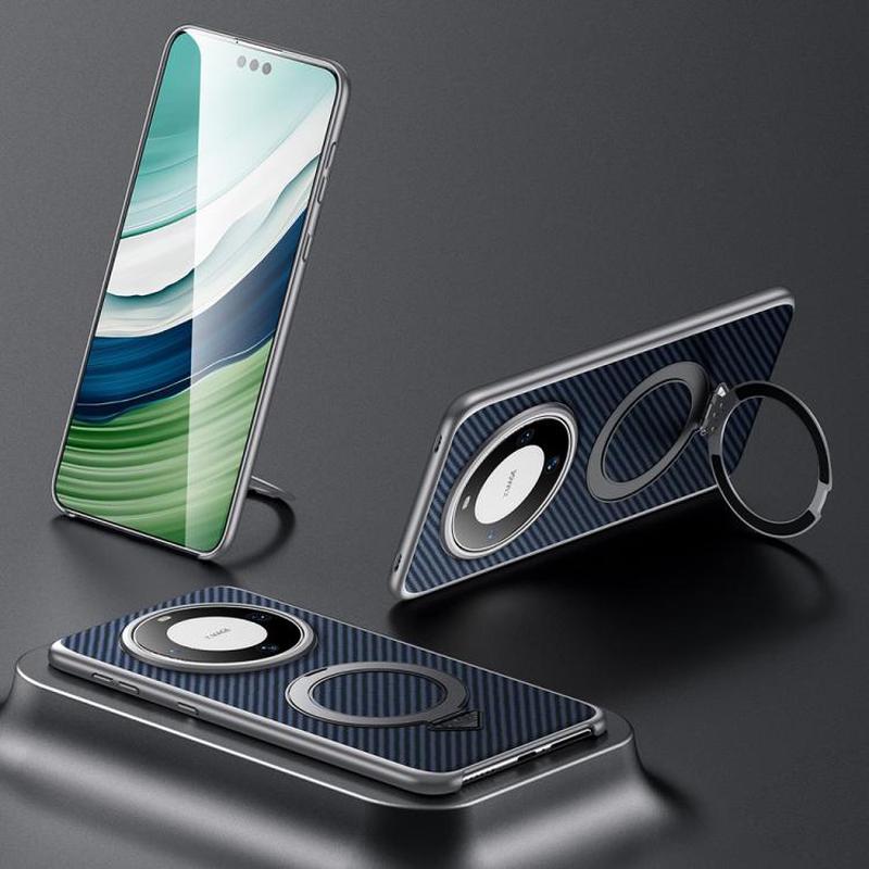 For Huawei Mate 60 SULADA Kevlar Texture MagSafe Magnetic Holder Phone Case(Blue)