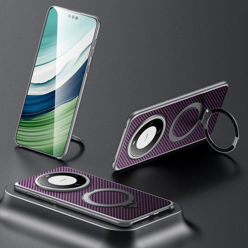 For Huawei Mate 60 SULADA Kevlar Texture MagSafe Magnetic Holder Phone Case(Purple)