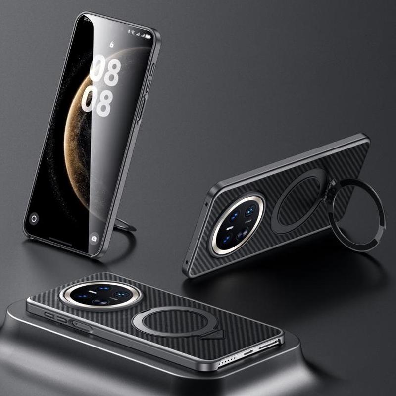 For Huawei Mate 70 SULADA Kevlar Texture MagSafe Magnetic Holder Phone Case(Black)