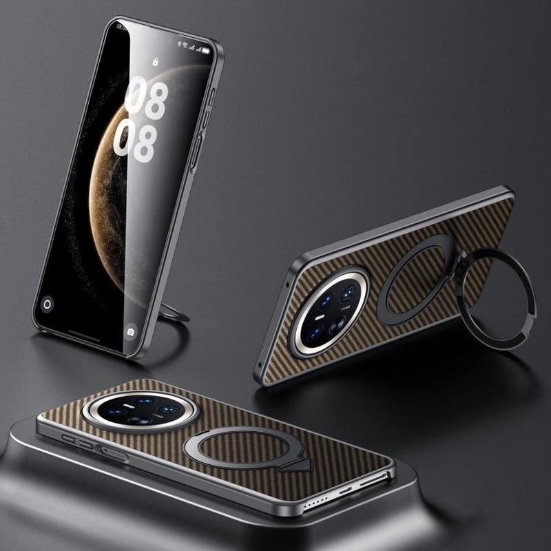 For Huawei Mate 70 SULADA Kevlar Texture MagSafe Magnetic Holder Phone Case(Brown)