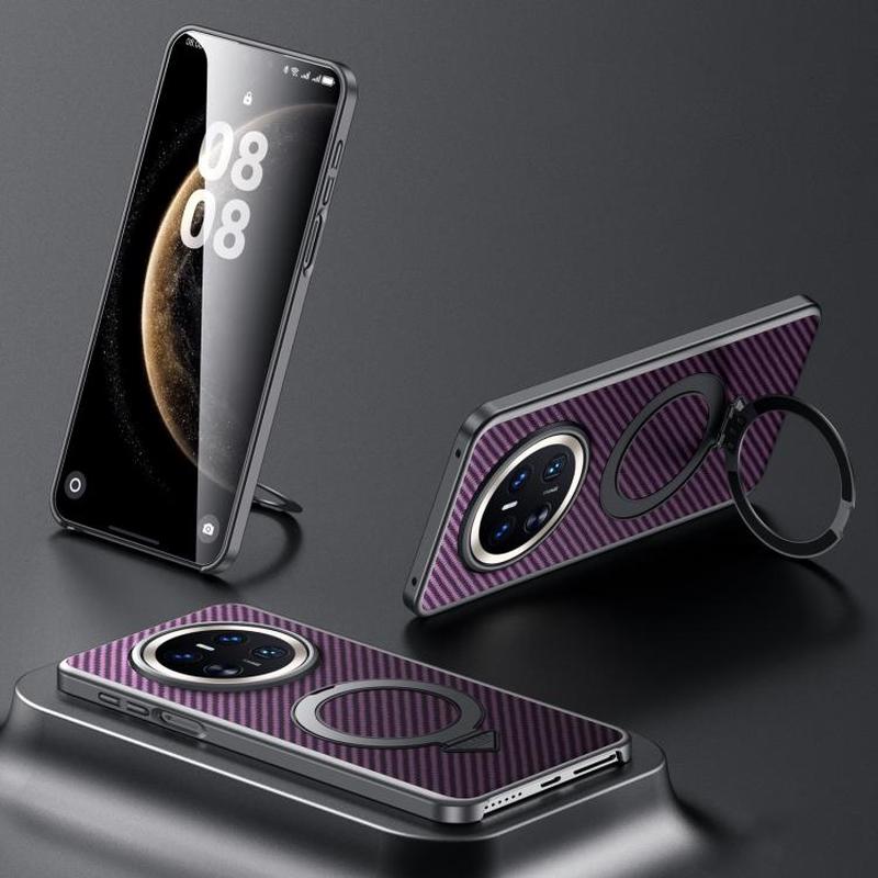 For Huawei Mate 70 SULADA Kevlar Texture MagSafe Magnetic Holder Phone Case(Purple)