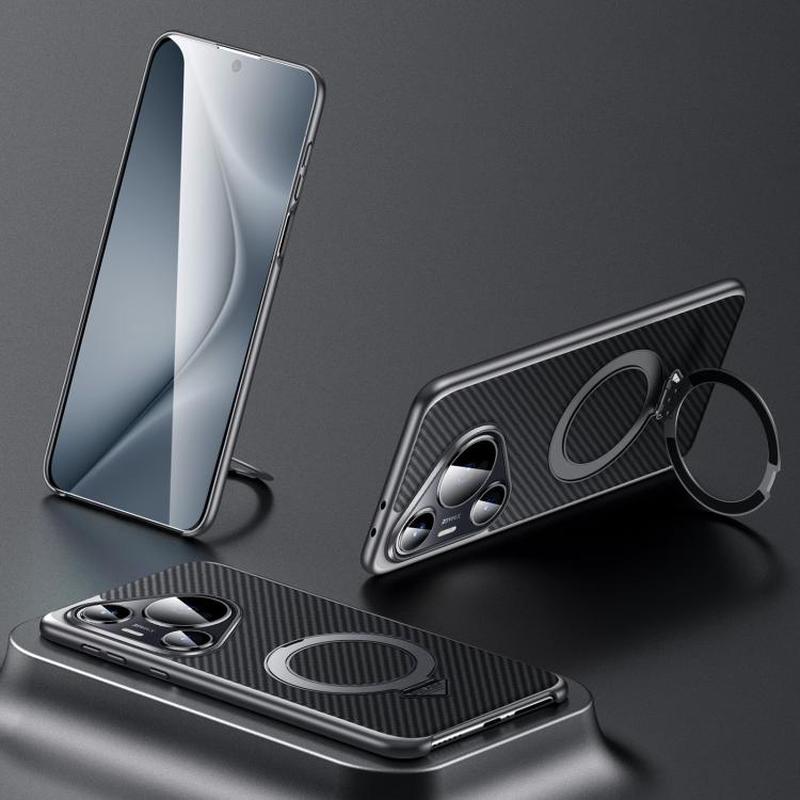 For Huawei Pura 70 Pro SULADA Kevlar Texture MagSafe Magnetic Holder Phone Case(Black)