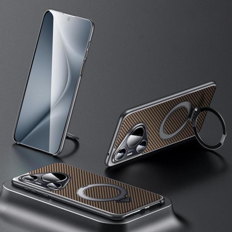 For Huawei Pura 70 SULADA Kevlar Texture MagSafe Magnetic Holder Phone Case(Brown)