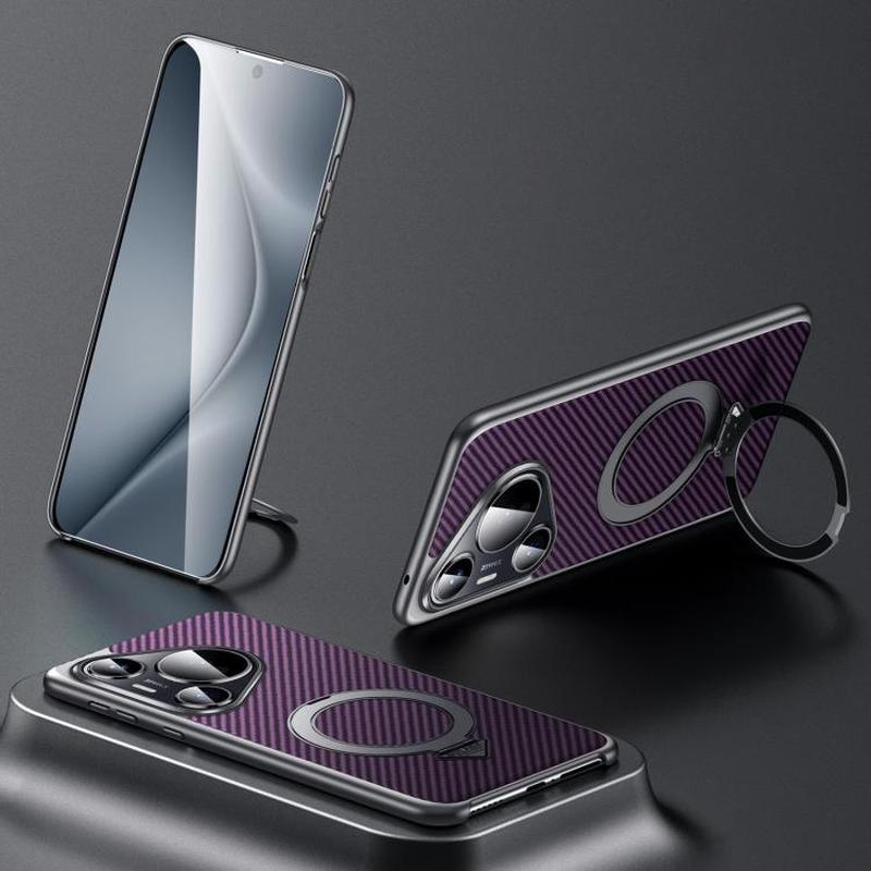 For Huawei Pura 70 SULADA Kevlar Texture MagSafe Magnetic Holder Phone Case(Purple)