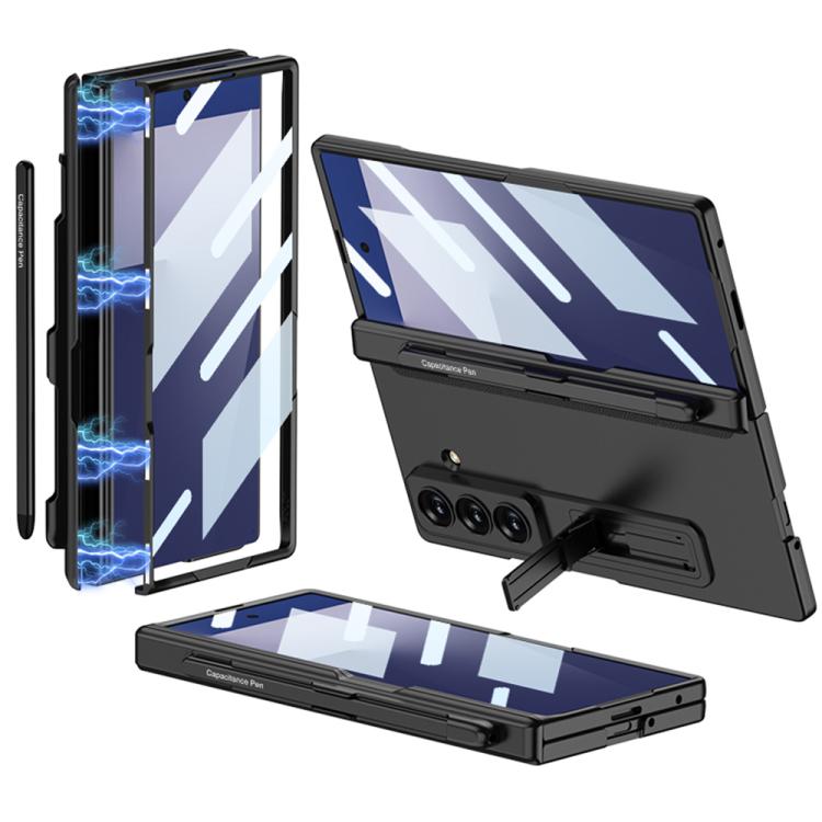 For Samsung Galaxy Z Fold7 5G GKK Integrated Magnetic Folding Full Cover Phone Case with Pen Slot, Included Pen(Black)