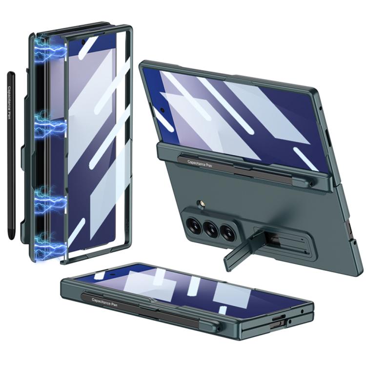 For Samsung Galaxy Z Fold7 5G GKK Integrated Magnetic Folding Full Cover Phone Case with Pen Slot, Included Pen(Green)