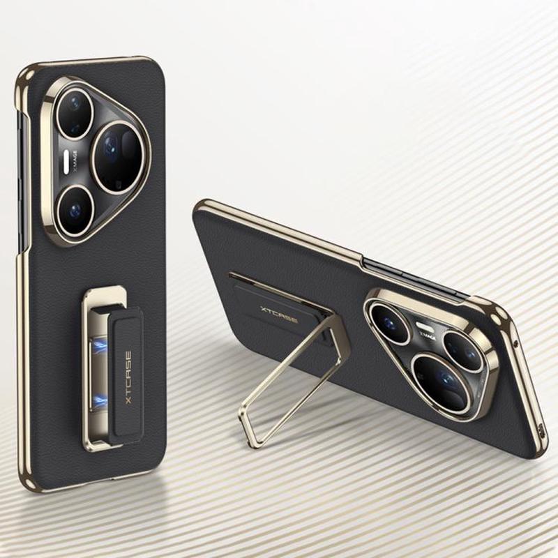 For Huawei Pura 80 Ultra 5G GKK Electroplated Plain Leather Magnetic Wristband Phone Case with Rotating Bracket(Black)