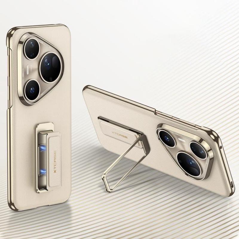 For Huawei Pura 80 Ultra 5G GKK Electroplated Plain Leather Magnetic Wristband Phone Case with Rotating Bracket(Gold)