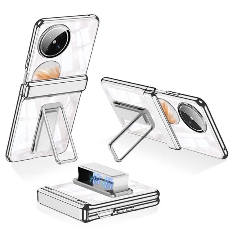 For Huawei Pura X GKK Integrated Magnetic Folding Hinge Phantom Magnetic Wristband Phone Case with Rotating Bracket(Silver)