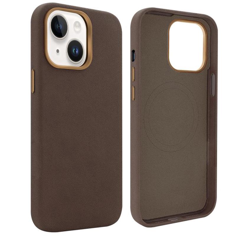 For iPhone 15 VIETAO Suede MagSafe PU Leather Phone Case(Coffee Brown)