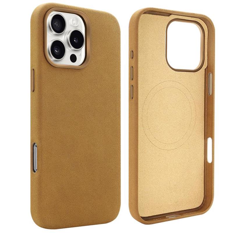 For iPhone 15 Pro VIETAO Suede MagSafe PU Leather Phone Case(Light Brown)