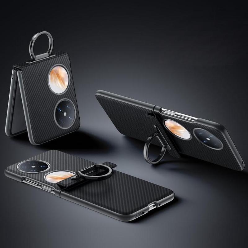 For Huawei Pocket 2 SULADA 600D Kevlar Texture PC Shockproof Phone Case with Rng Holder(Black)