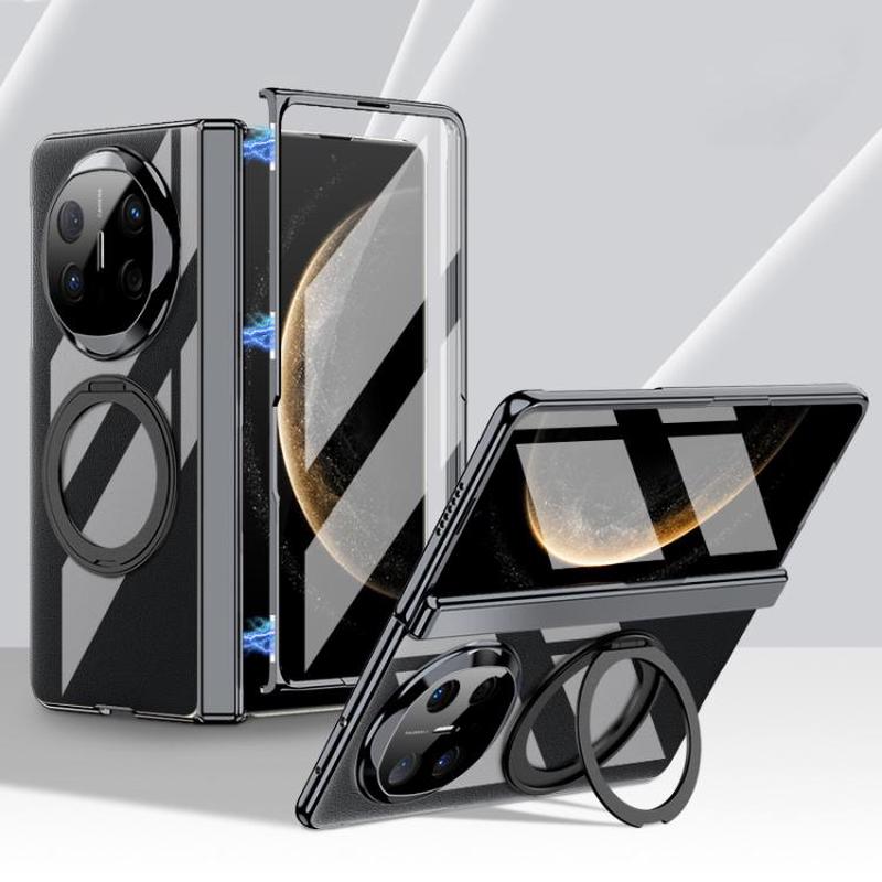For Huawei Mate X6 GKK Integrated Magnetic Folding Hinge Ultra-thin Phantom Phone Case with Rotating Stand(Black)
