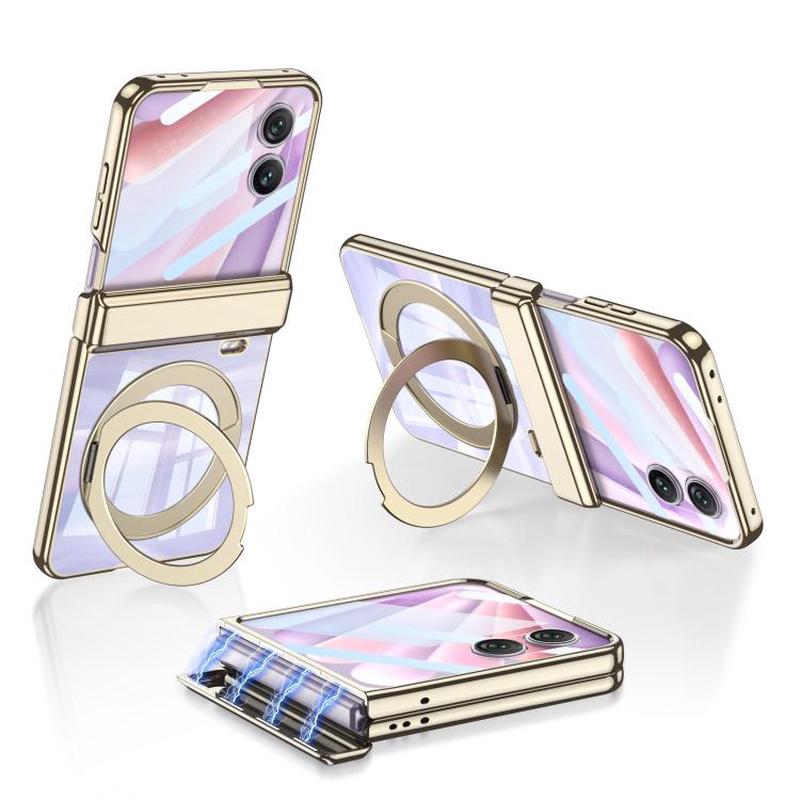 For Honor Magic V Flip 2 GKK Integrated Folding Magnetic Hinge Phantom Phone Case with Rotating Stand(Champagne Gold)