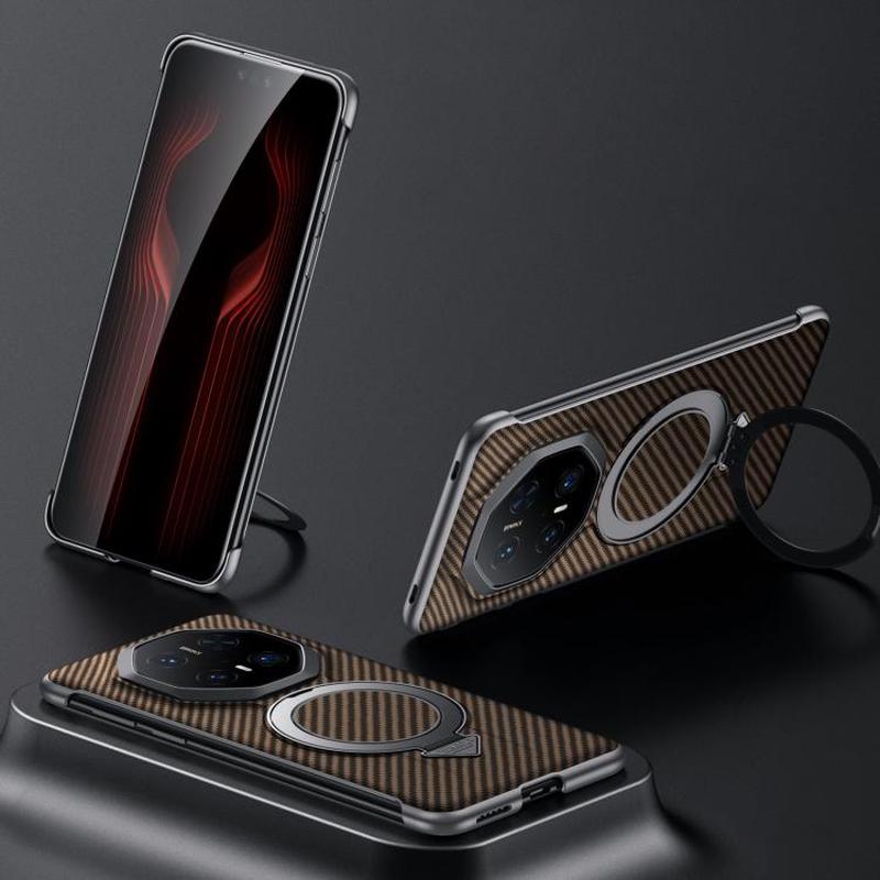 For Huawei Mate 70 RS Ultimate SULADA Kevlar Texture MagSafe Magnetic Holder Phone Case(Brown)