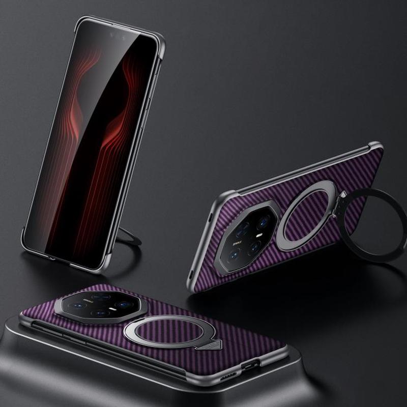 For Huawei Mate 70 RS Ultimate SULADA Kevlar Texture MagSafe Magnetic Holder Phone Case(Purple)