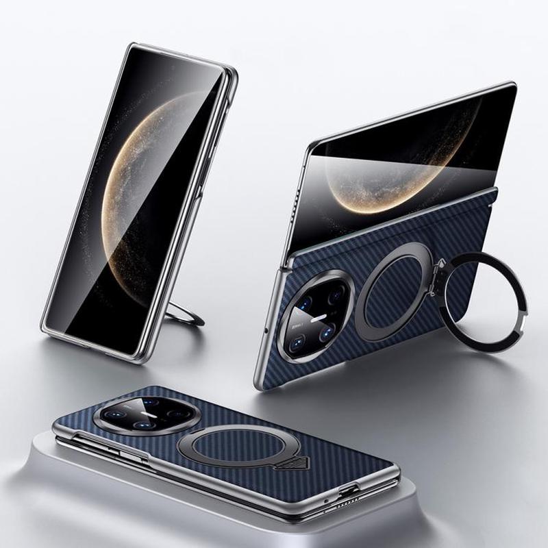 For Huawei Mate X6 SULADA Kevlar Texture MagSafe Magnetic Holder Phone Case(Blue)