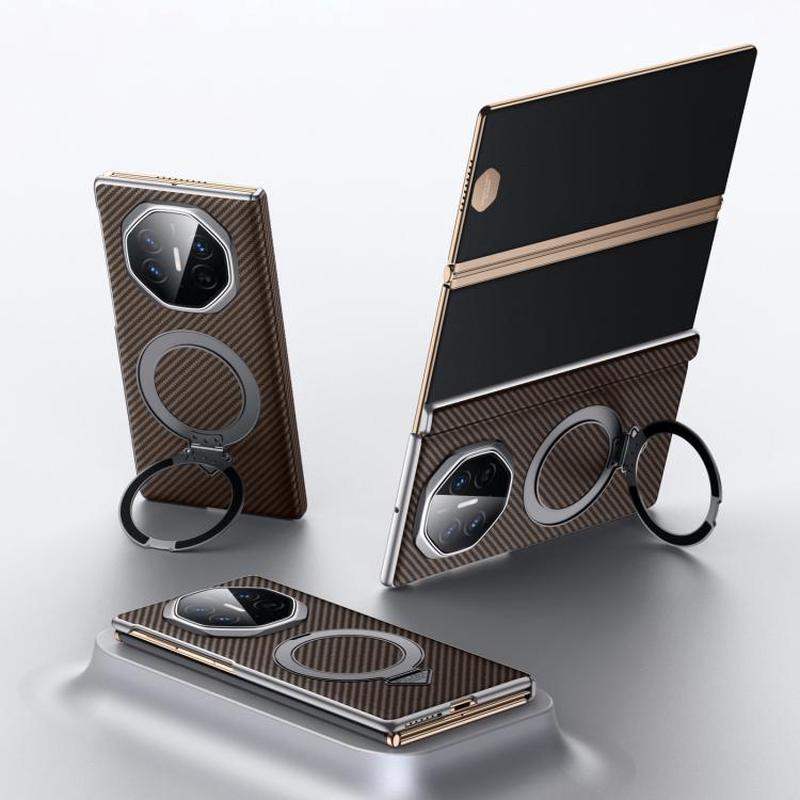 For Huawei Mate XT Ultimate Design SULADA Kevlar Texture MagSafe Magnetic Holder Phone Case(Brown)