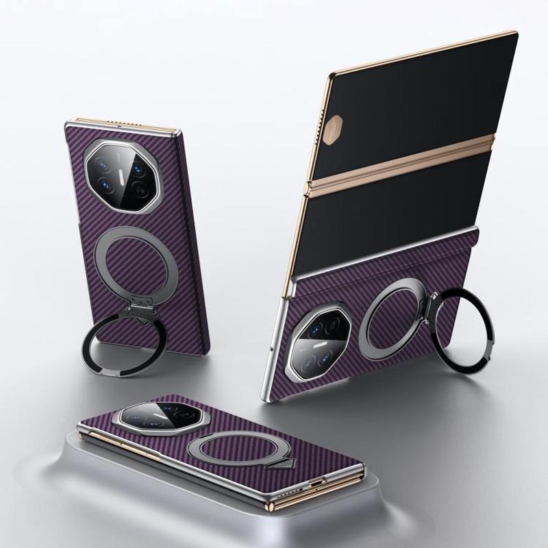 For Huawei Mate XT Ultimate Design SULADA Kevlar Texture MagSafe Magnetic Holder Phone Case(Purple)