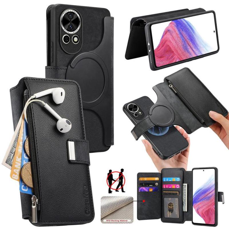 For Huawei nova 13 / 12 CaseNeo MagSafe RFID Anti-theft Zipper Wallet Retro Leather Phone Case(Black)
