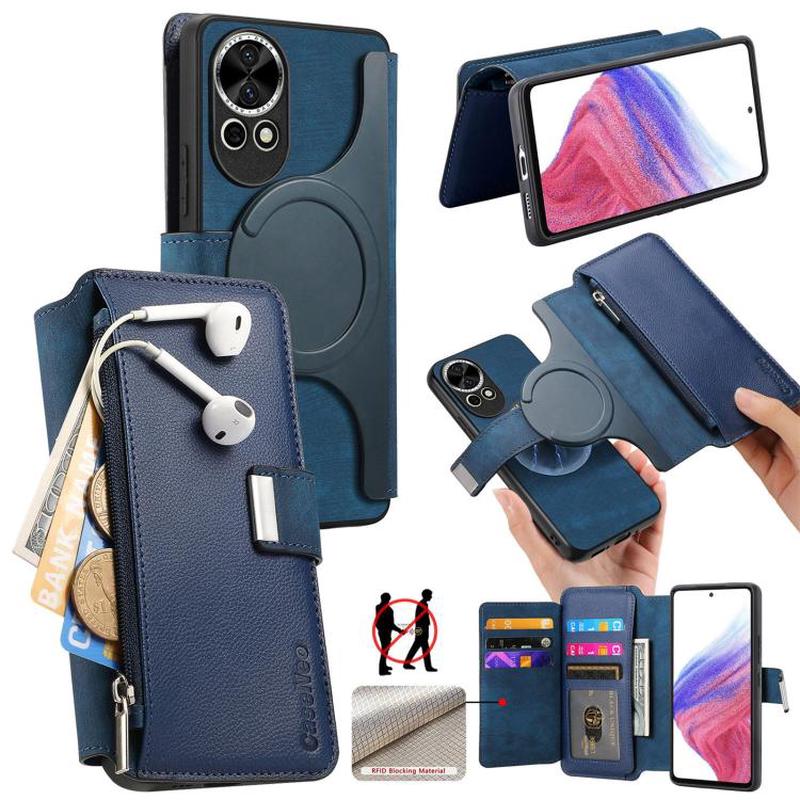 For Huawei nova 13 / 12 CaseNeo MagSafe RFID Anti-theft Zipper Wallet Retro Leather Phone Case(Blue)