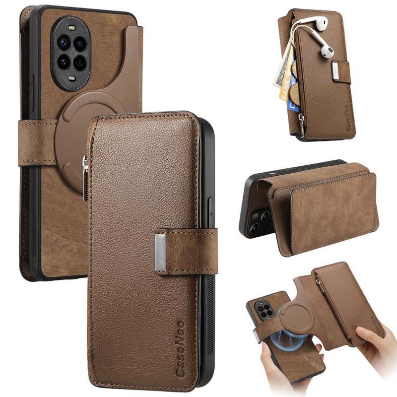 For Huawei nova 13 Pro CaseNeo MagSafe RFID Anti-theft Zipper Wallet Retro Leather Phone Case(Brown)