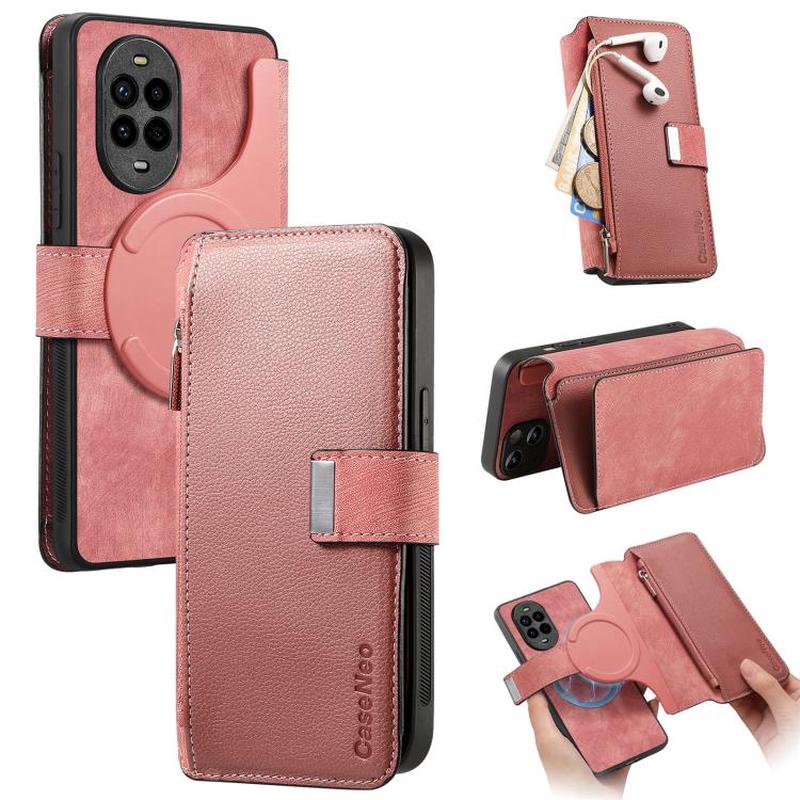 For Huawei nova 13 Pro CaseNeo MagSafe RFID Anti-theft Zipper Wallet Retro Leather Phone Case(Pink)