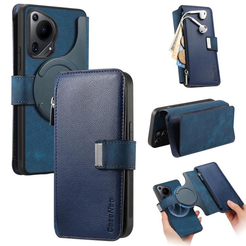 For Huawei Pura 70 Ultra CaseNeo MagSafe RFID Anti-theft Zipper Wallet Retro Leather Phone Case(Blue)
