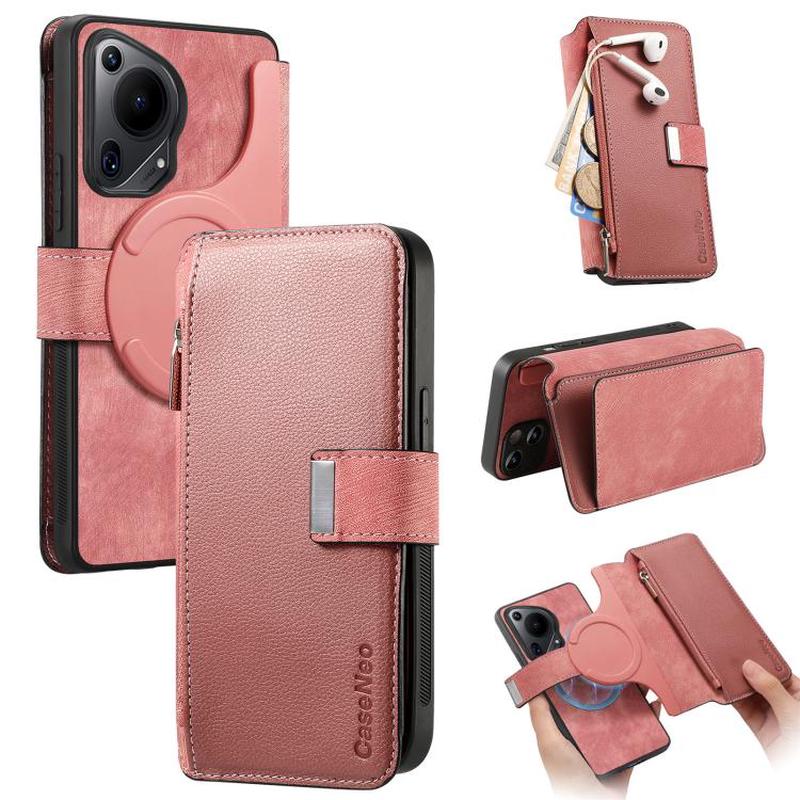 For Huawei Pura 70 Ultra CaseNeo MagSafe RFID Anti-theft Zipper Wallet Retro Leather Phone Case(Pink)