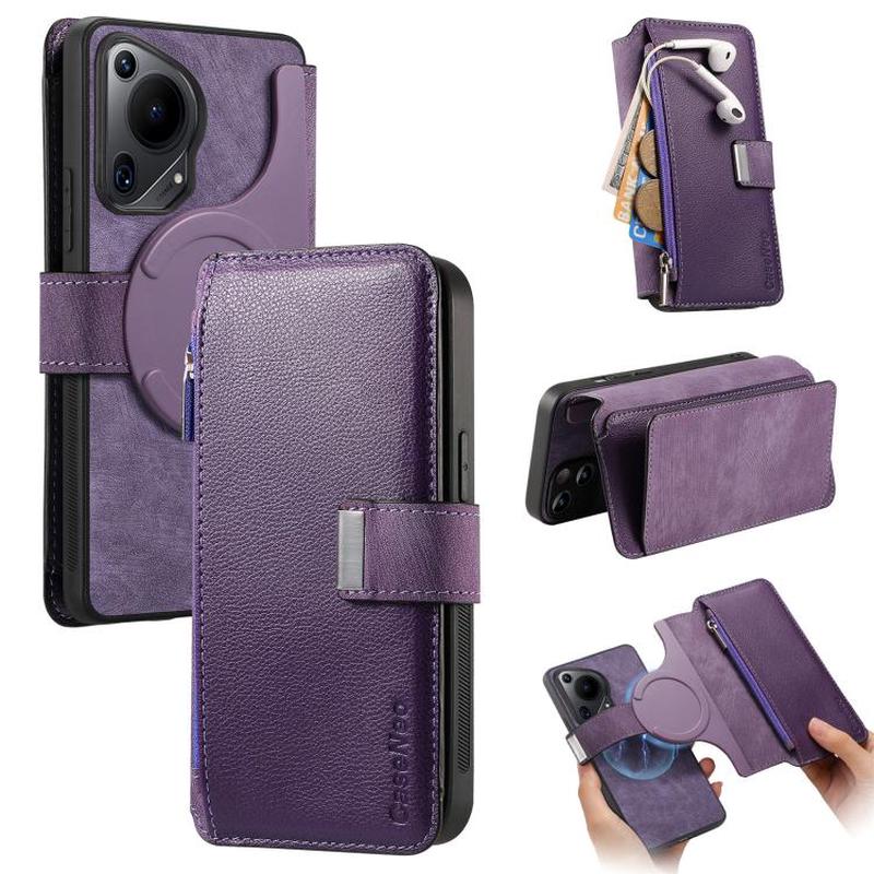 For Huawei Pura 70 Ultra CaseNeo MagSafe RFID Anti-theft Zipper Wallet Retro Leather Phone Case(Purple)