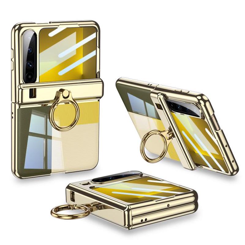 For Huawei Pura X GKK Folding Magnetic Hinge Phantom Phone Case with Ring Holder(Champagne Gold)