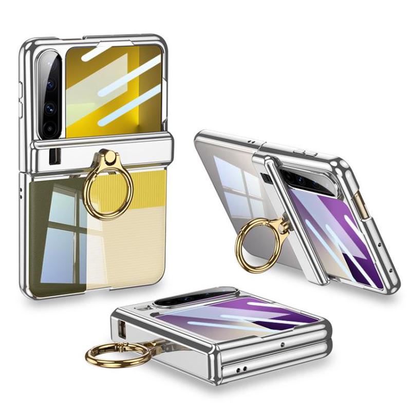 For Huawei Pura X GKK Folding Magnetic Hinge Phantom Phone Case with Ring Holder(Silver)