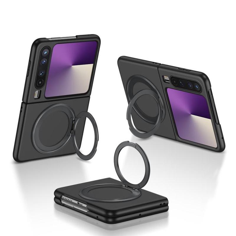 For Huawei Pura X GKK Ultra-thin Full Cover Magnetic Phone Case with Rotating Bracket(Black)