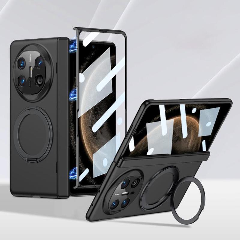 For Huawei Mate X6 GKK Integrated Magnetic Folding Hinge Ultra-thin Phone Case with Rotating Stand(Black)
