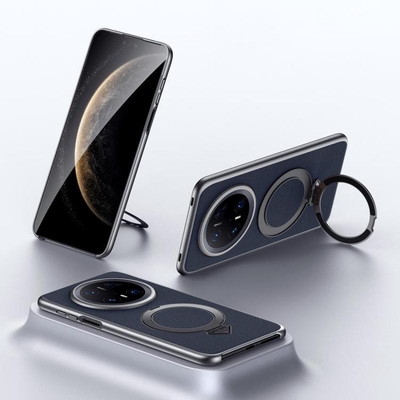 For Huawei Mate 70 Pro / Mate 70 Pro+ SULADA Top Grain Leather MagSafe Magnetic Holder Phone Case(Blue)