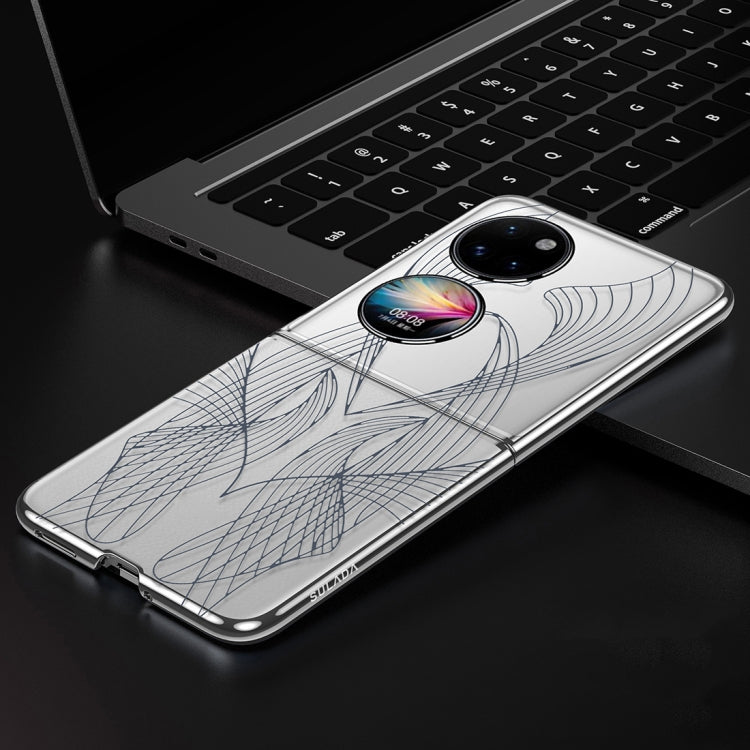For Huawei P50 Pocket SULADA Electroplated Laser Engraving Texture PC Phone Case(White)