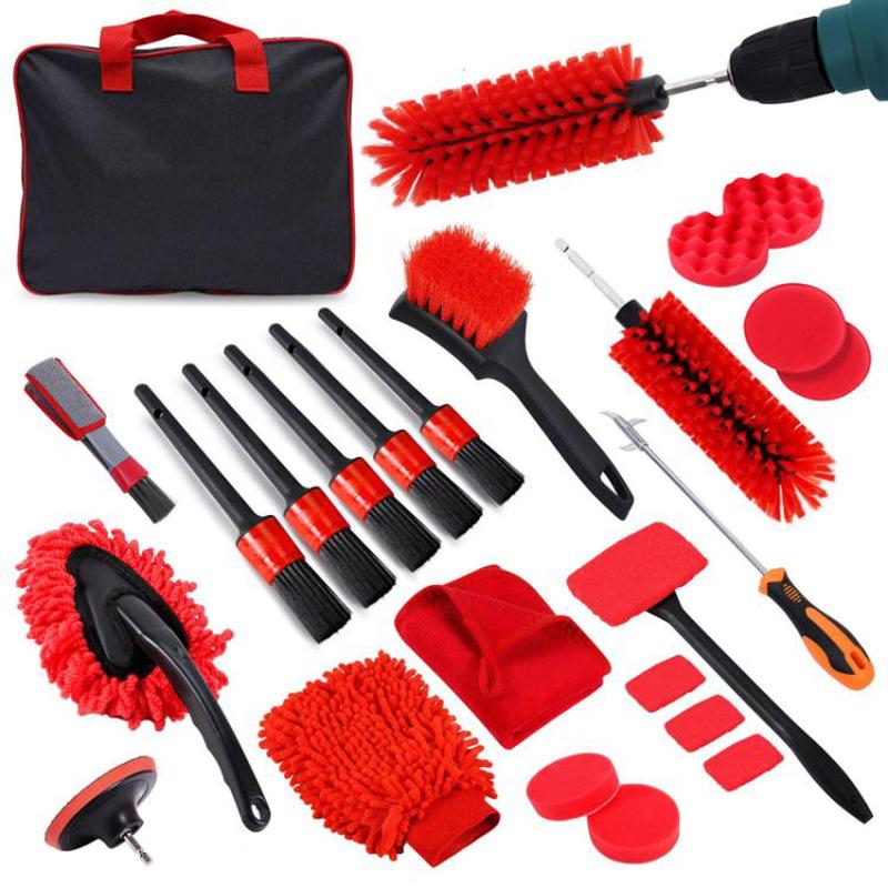 24pcs Car Cleaning Brush Set Power Drill Attachment For Vent Details Detail Brush With Sponge