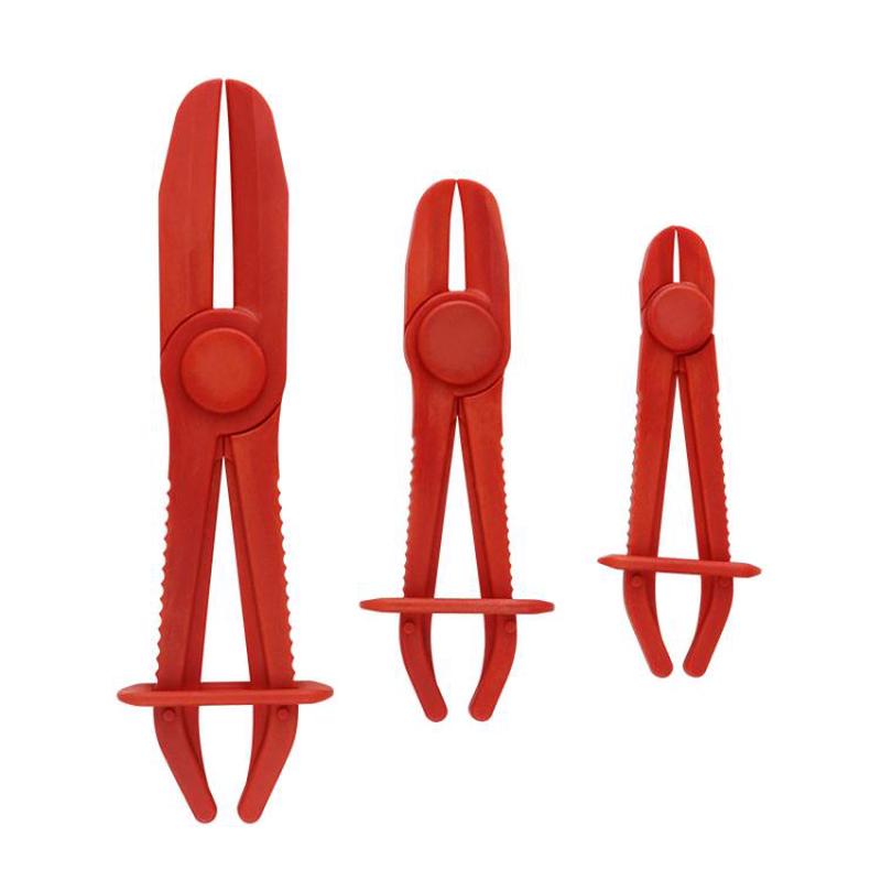 3pcs /Set Auto Repair Plastic Fuel Pipe Cutoff Pliers, Color: Red Straight