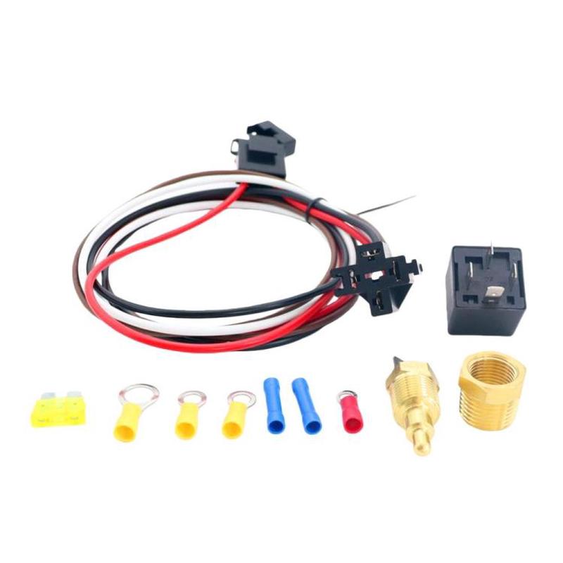 Electric Cooling Fan Wiring Harness Kit 40A Automotive Relay 185 Fahrenheit ON / 175 Fahrenheit OFF