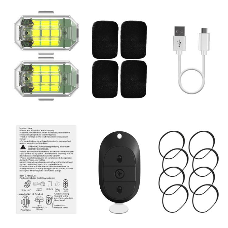 M3 Motorcycle Bicycle Drone Strobe Light Waterproof Wireless Remote Control Anti-Tailgating Light, Spec: 2 Lights + Remote Control