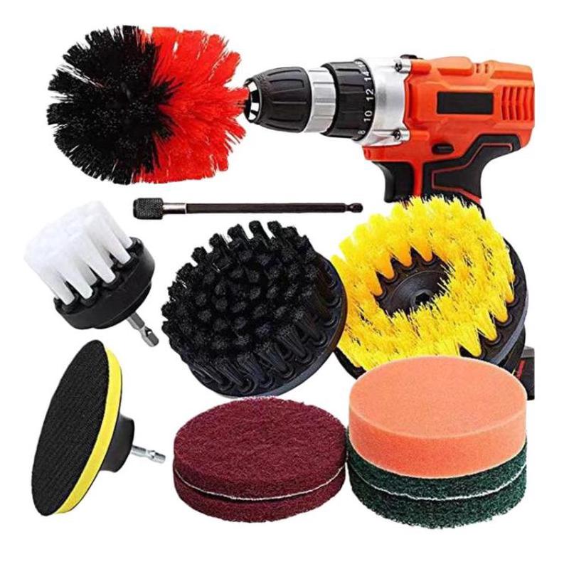 11pcs Electric Drill Cleaning Brush Power Tool Cleaning Brush With Sponge Scouring Pad Set