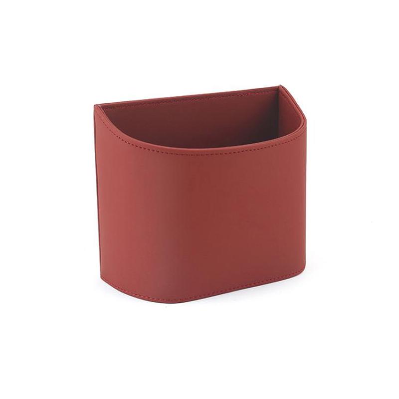 Hanging Leather Car Trash Can Multifunctional Storage Box(Red)