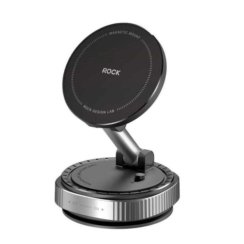 ROCK QS6 Upgraded Vacuum Suction Cup Magnetic Phone Car Holder(Black)